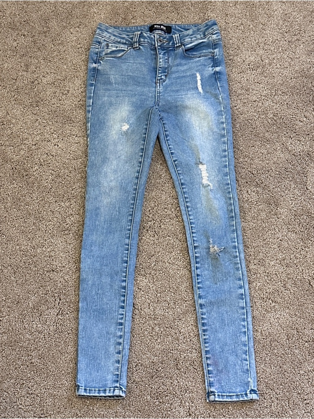 Wax Jean Light Blue Distressed Skinny Jeans - Women's